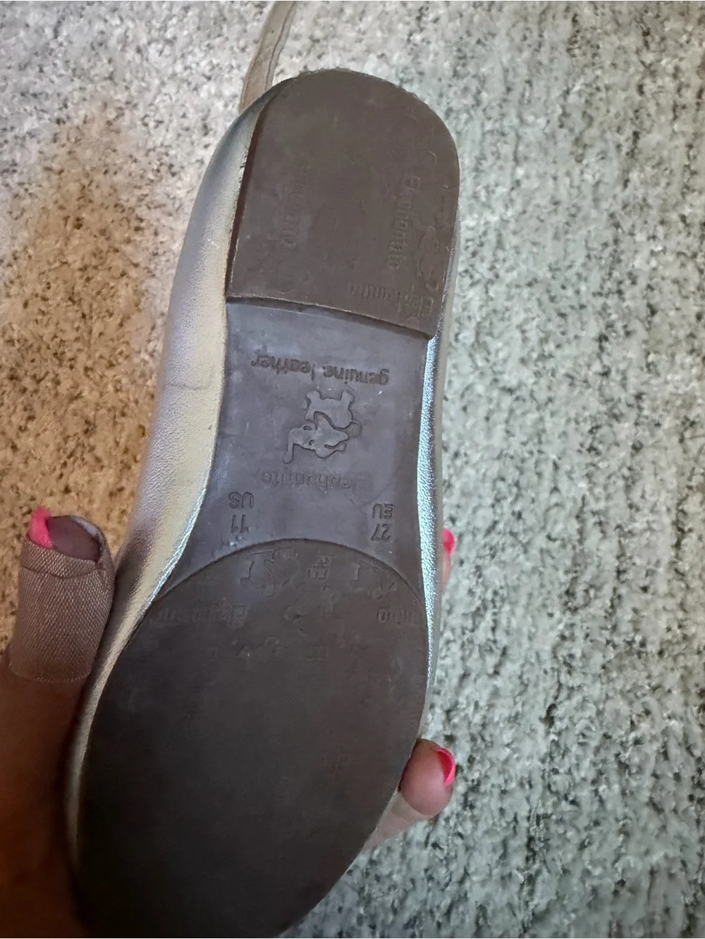 Elephantito Girls Metallic Silver Mary Jane with Ankle Strap Size 11